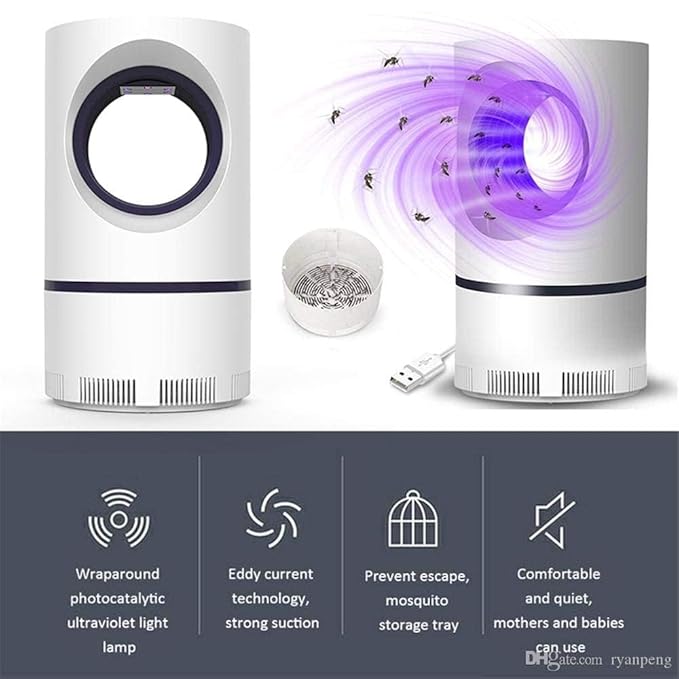 Mosquito Killer Lamp International Eco Friendly Bug Zapper Electric Mosquito Lamp Dual Mosquito Zapper Lamp Indoor Insect Trap Portable Killer Lamp.M61 (White) 3053
