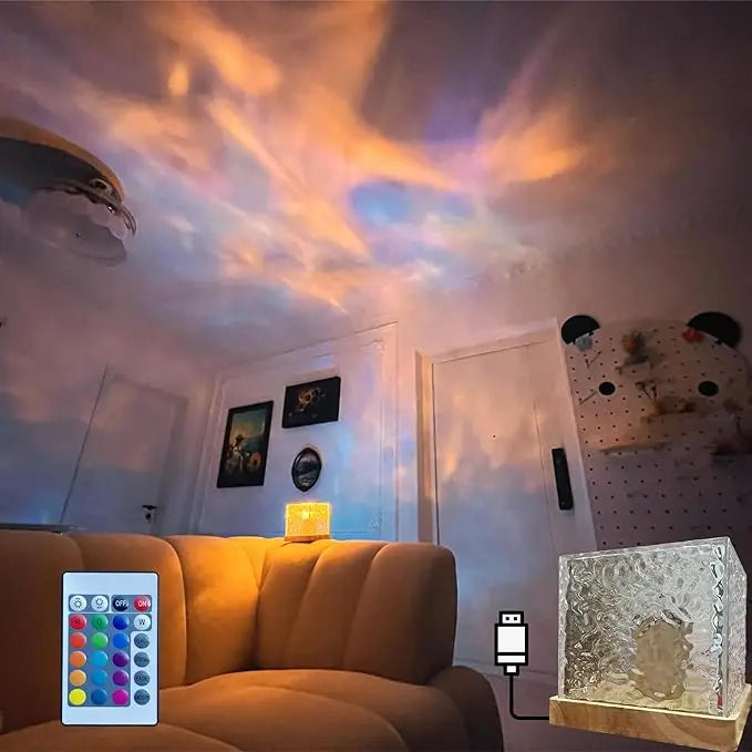 Wave Lamp, Wave Light Cube, Aurora Glow Lamp Crystal Night Light, Romantic Lamp for Room Decor, LED Wave Lights, Room Decor for Kids 19357