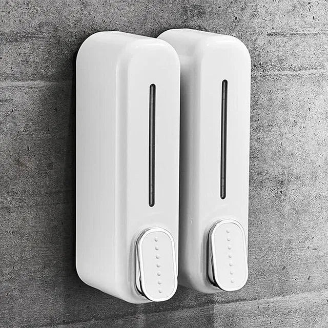 Wall Mount Hand Liquid Shampoo Shower Gel Dispenser for Hotel Bathroom White 25509
