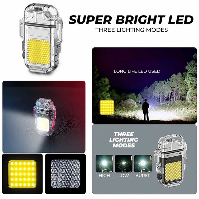 Metal Black LED Flashlight Lighter 19333