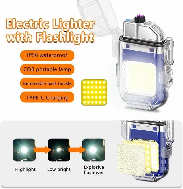 Metal Black LED Flashlight Lighter 19333