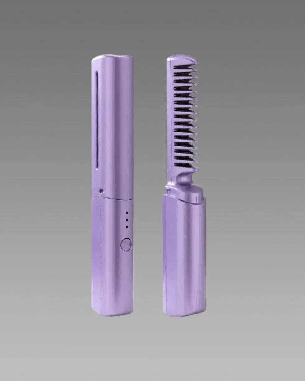 Meneflix Portable Mini Hair Straightener Cordless Rechargeable Mini Adjustable Hair Straightener Hot Comb 1238